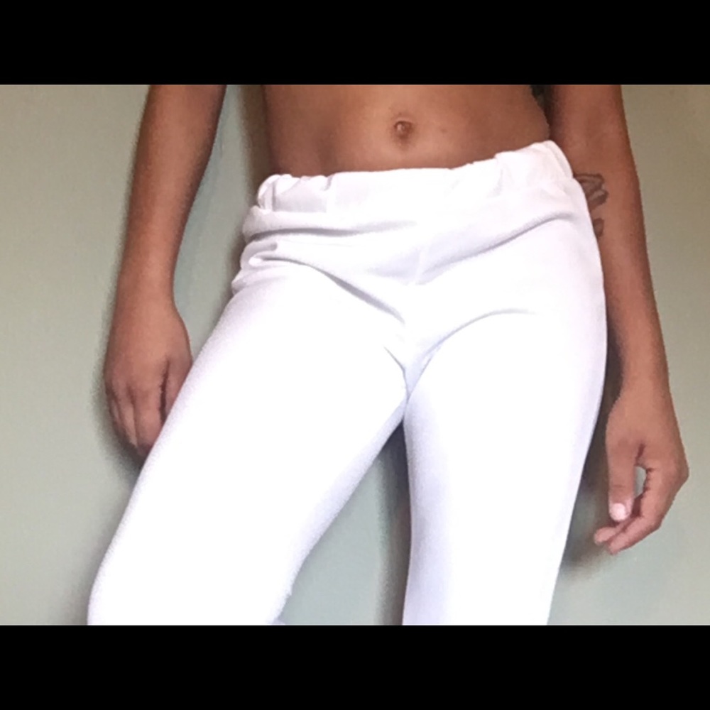 White polyester pant stretch waist